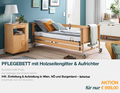 Pflegebett Standard mit Holzseitengitter und Aufrichter  Miete € 1,70/Tag  Zu- und Auftellservice  WIEN, NÖ und BLG