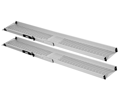 Teleskoprampe aus Alu mit perforierten Fahrspuren  150 x 25 cm