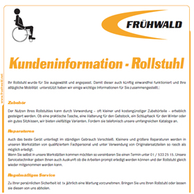 Kundeninformation Rollstuhl