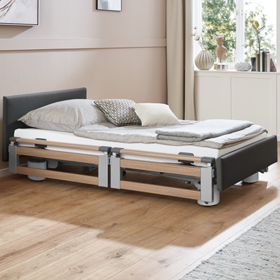 Pflegebett Regia Kunstleder anthrazit Dekor Havanna